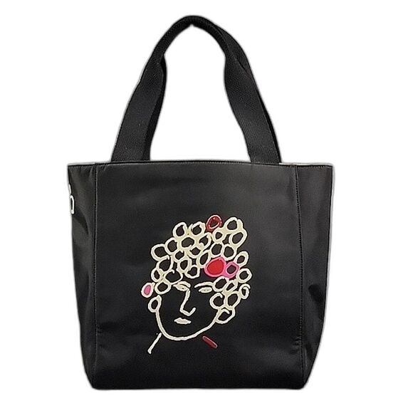 Kate Spade x Maria Kalman black nylon face design tote bag - Picture 1 of 10